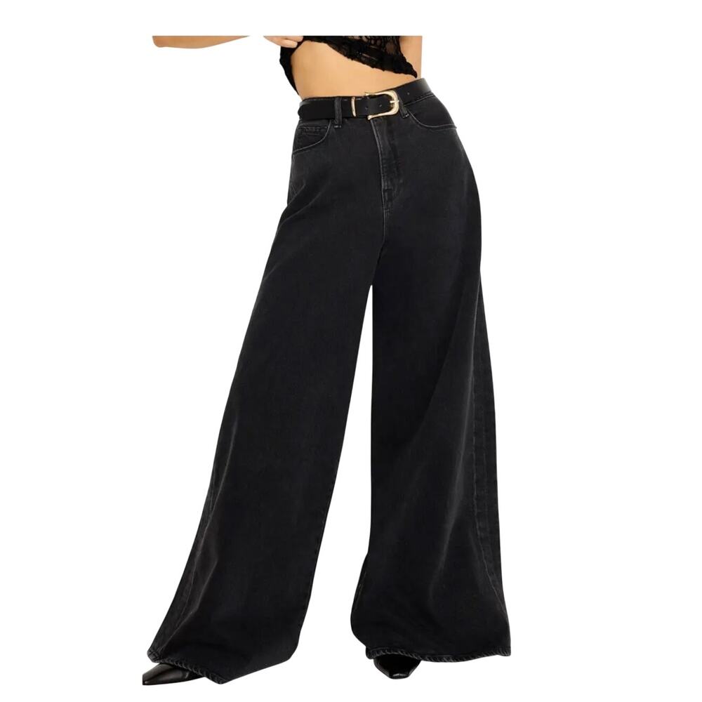 Good American Paneled Wide Leg Black Jeans, Oversized, Indie Vanguard, size 27/4